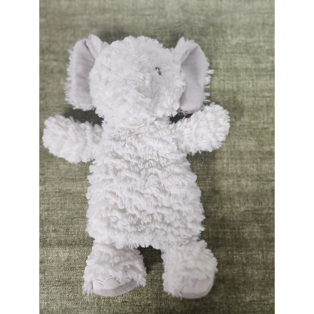 Mary Meyer flat  Elephant  White/Gray Soft Fuzzy Lovey Plush  Stuffed Animal
